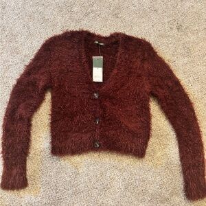 Wild Fable Rust Fuzzy Cardigan